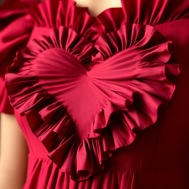 Close-up of the heart-shaped ruffled bodice on the Ember dress.