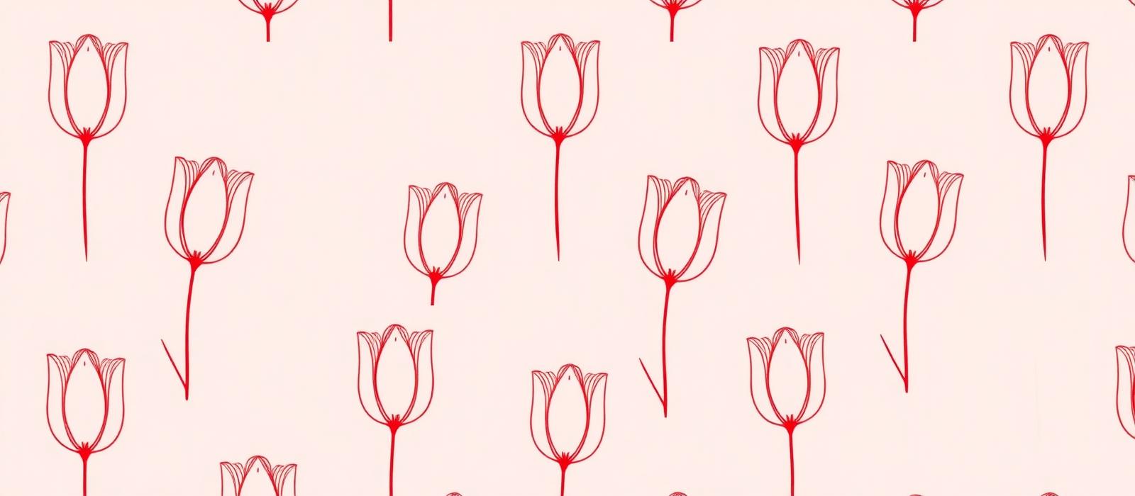 Repeating oxblood tulip line pattern used on ODIYA tissue paper, dust bags and care cards.